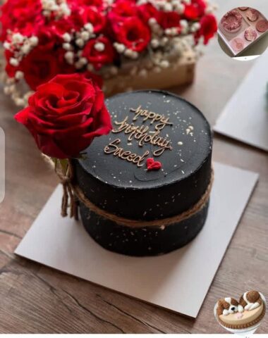 black birthday cake