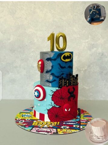 superhero theme cake